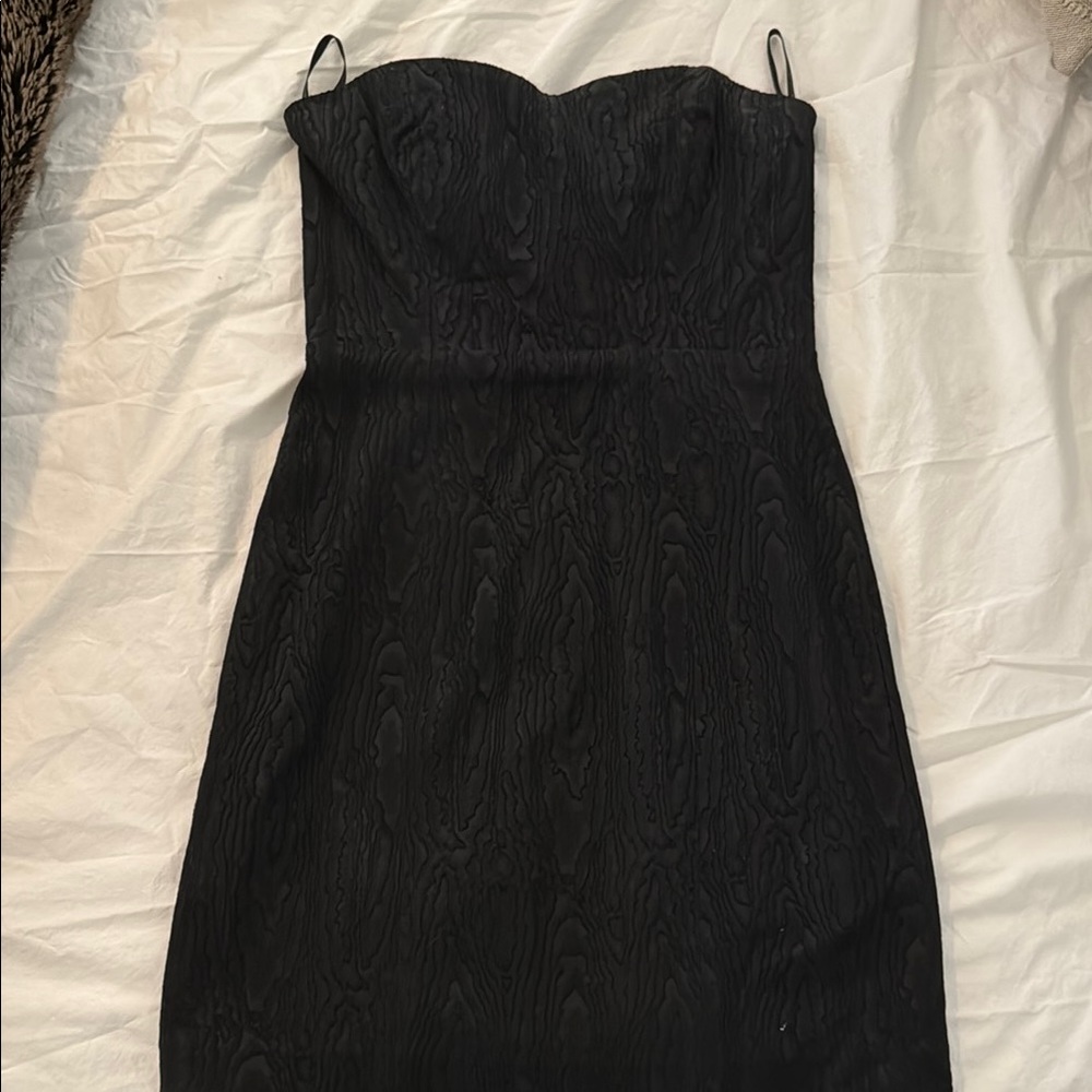 Corey Lynn Calter Black Strapless Cocktail Dress with Sweetheart Neckline